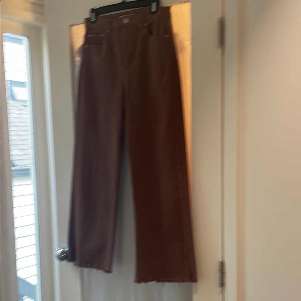 Tractr Brown Flare Wide Leg Jeans with Earthy Tone